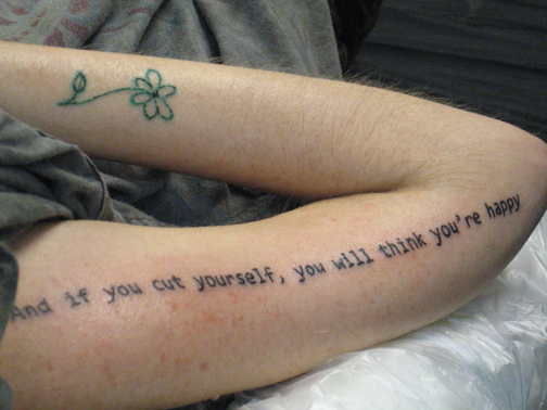 First tattoo for Jonathan. hand written script he love and wanted on his  skin forever